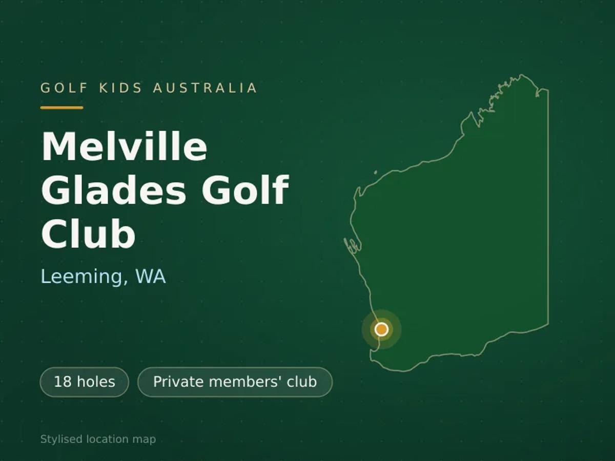 Stylised map showing the location of Melville Glades Golf Club in Leeming, WA - not a photograph of the course