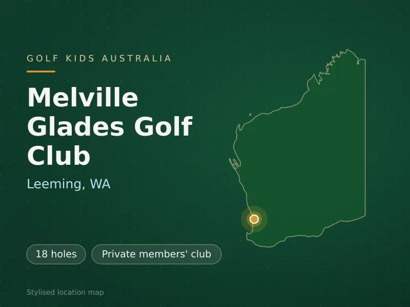 Stylised map showing the location of Melville Glades Golf Club in Leeming, WA - not a photograph of the course