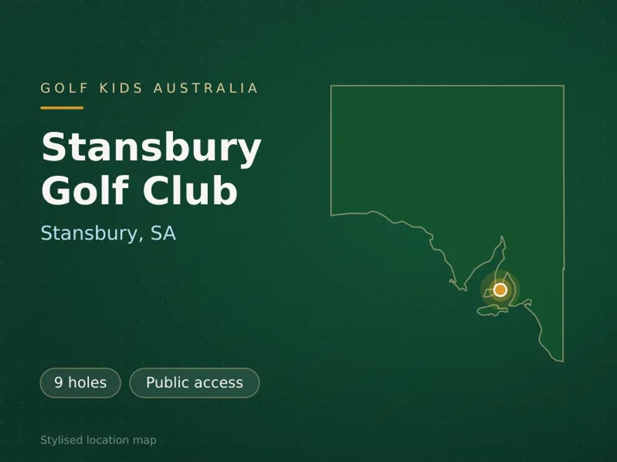Stylised map showing the location of Stansbury Golf Club in Stansbury, SA - not a photograph of the course