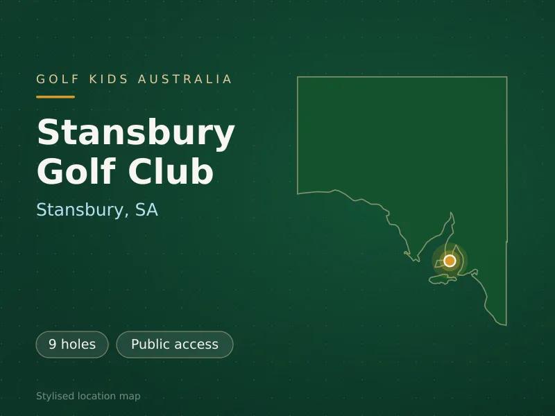 Stylised map showing the location of Stansbury Golf Club in Stansbury, SA - not a photograph of the course