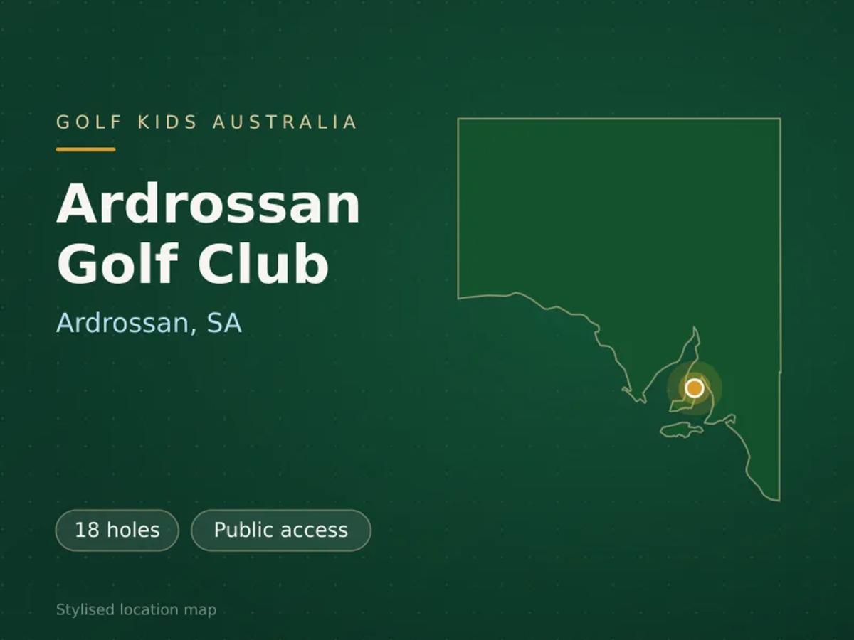 Stylised map showing the location of Ardrossan Golf Club in Ardrossan, SA - not a photograph of the course