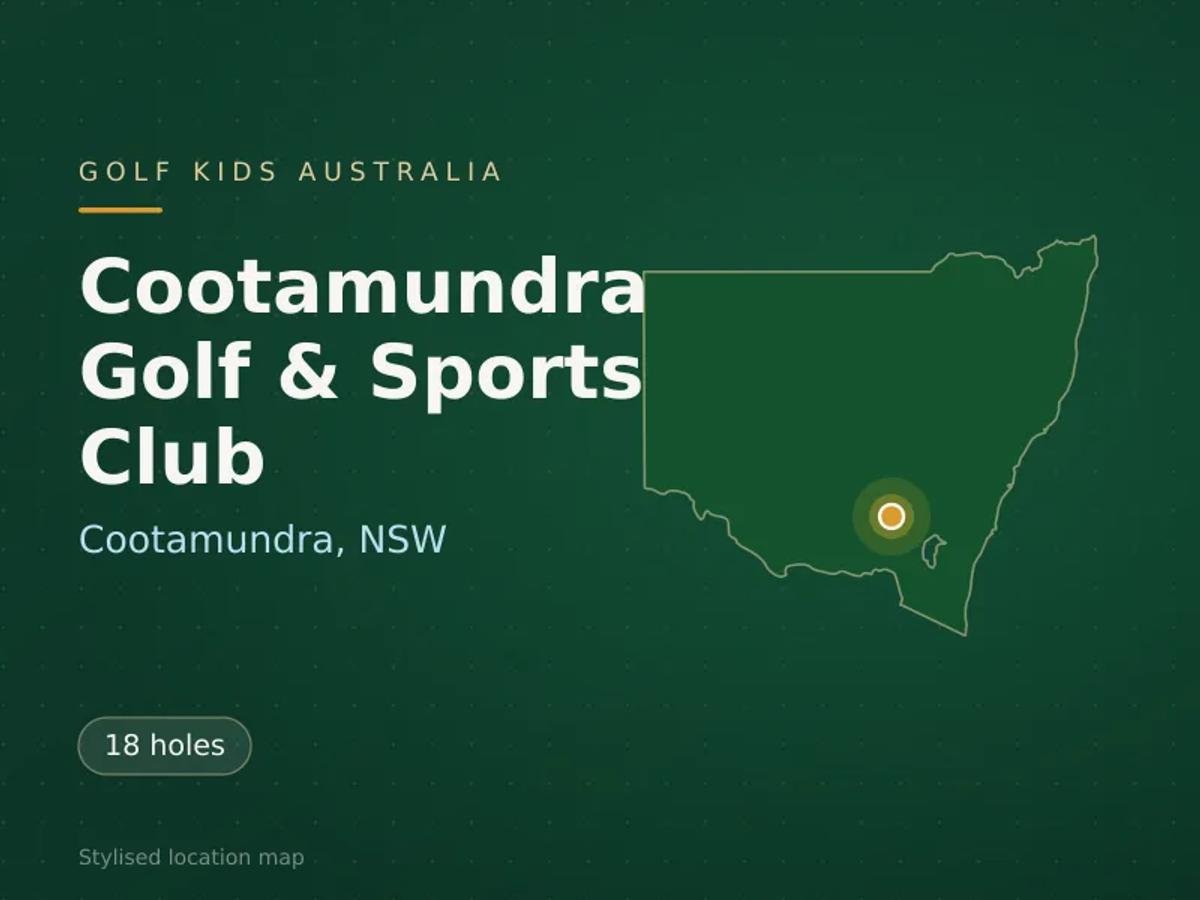 Stylised map showing the location of Cootamundra Golf & Sports Club in Cootamundra, NSW - not a photograph of the course