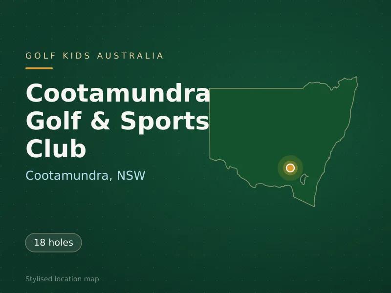 Stylised map showing the location of Cootamundra Golf & Sports Club in Cootamundra, NSW - not a photograph of the course