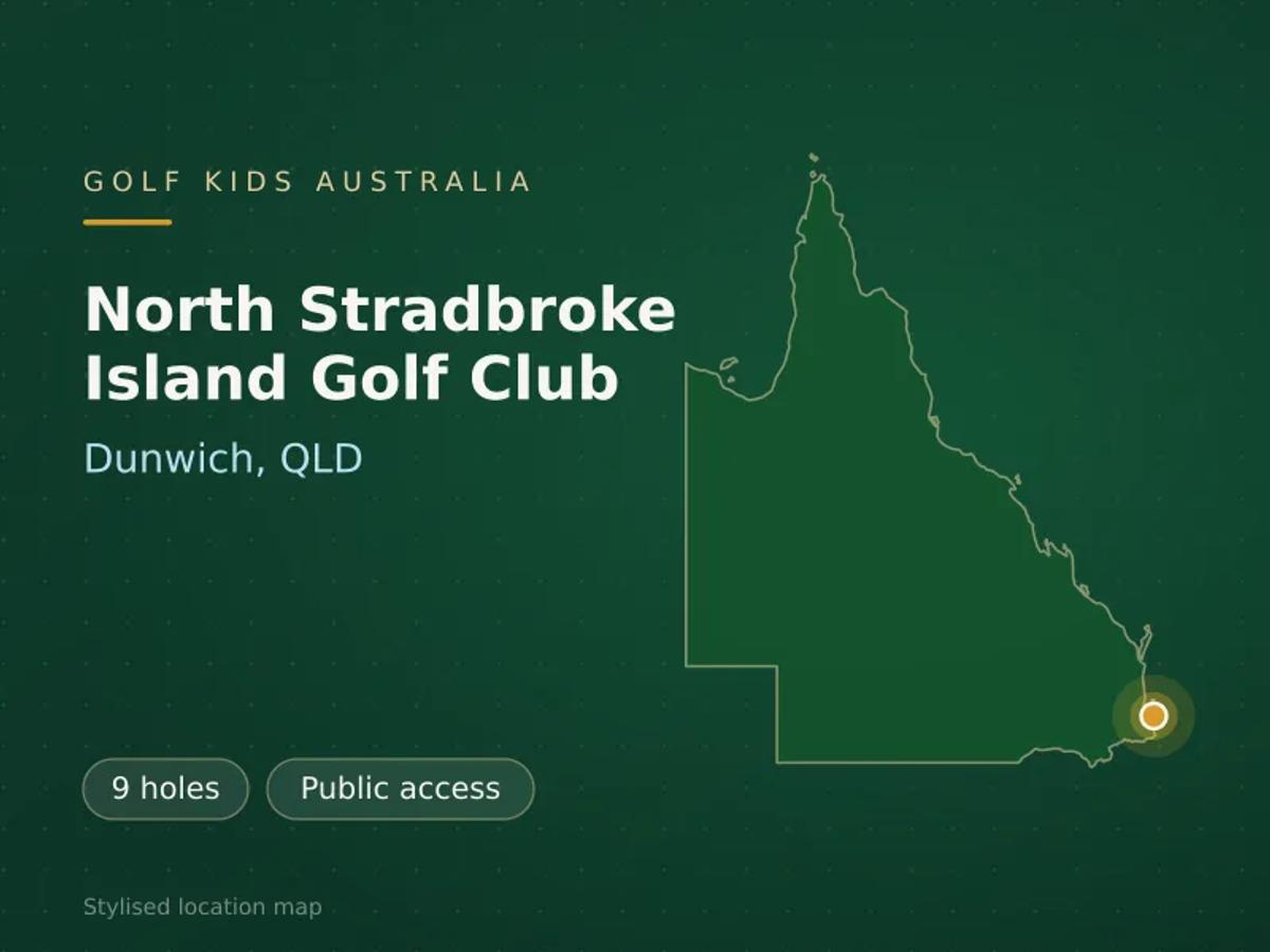 Stylised map showing the location of North Stradbroke Island Golf Club in Dunwich, QLD - not a photograph of the course