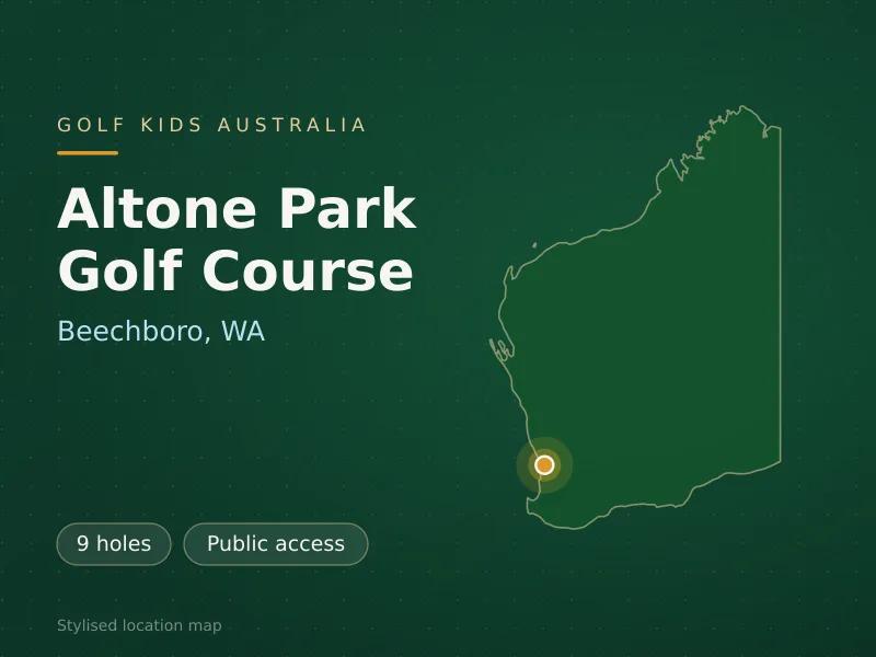 Stylised map showing the location of Altone Park Golf Course in Beechboro, WA - not a photograph of the course