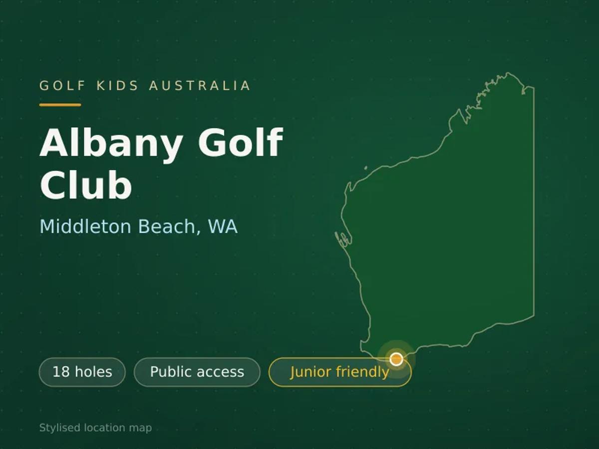 Stylised map showing the location of Albany Golf Club in Middleton Beach, WA - not a photograph of the course