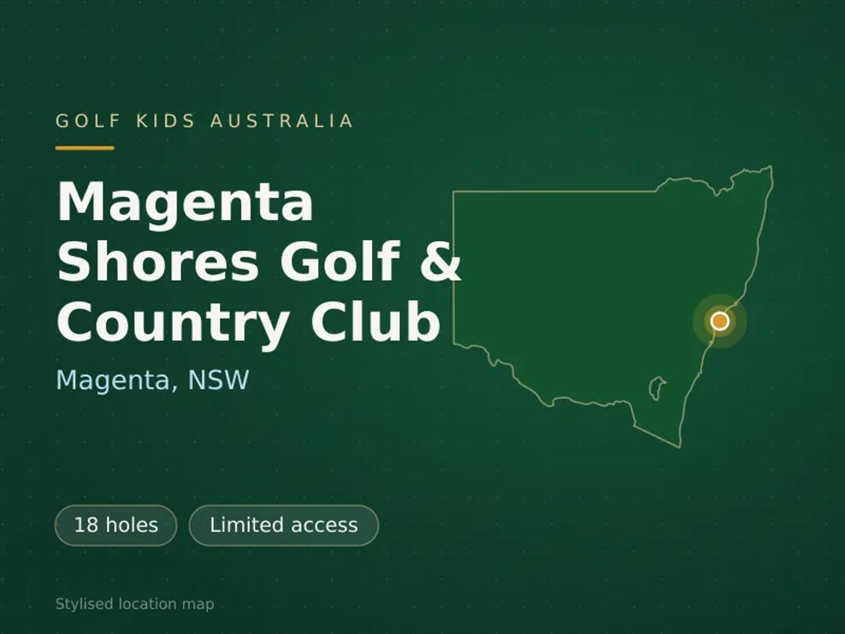 Stylised map showing the location of Magenta Shores Golf & Country Club in Magenta, NSW - not a photograph of the course