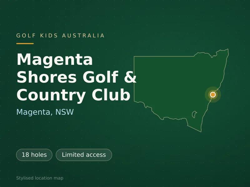 Stylised map showing the location of Magenta Shores Golf & Country Club in Magenta, NSW - not a photograph of the course