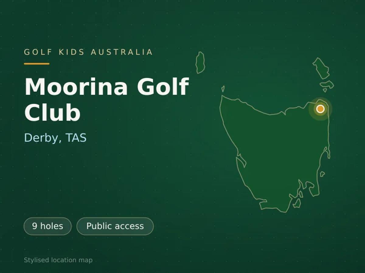 Stylised map showing the location of Moorina Golf Club in Derby, TAS - not a photograph of the course
