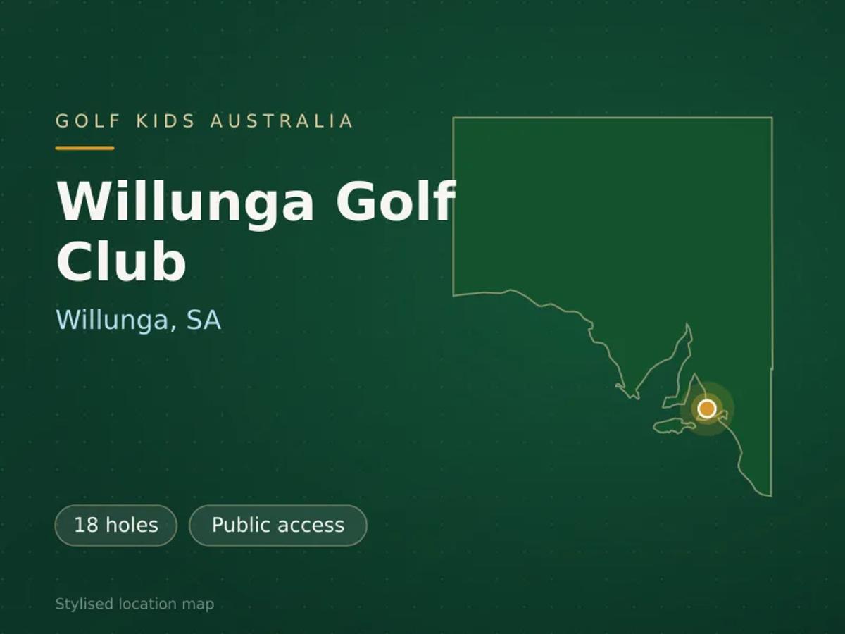 Stylised map showing the location of Willunga Golf Club in Willunga, SA - not a photograph of the course