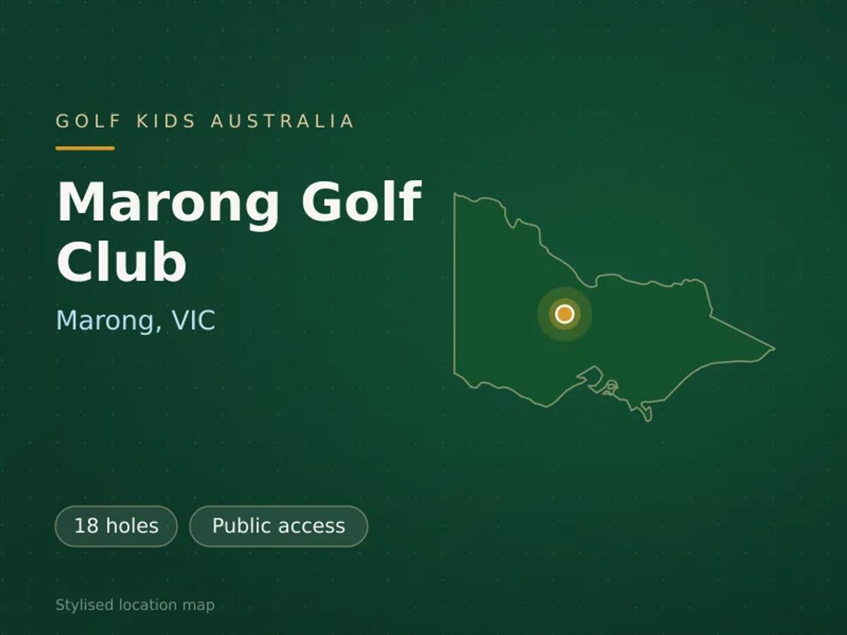 Stylised map showing the location of Marong Golf Club in Marong, VIC - not a photograph of the course