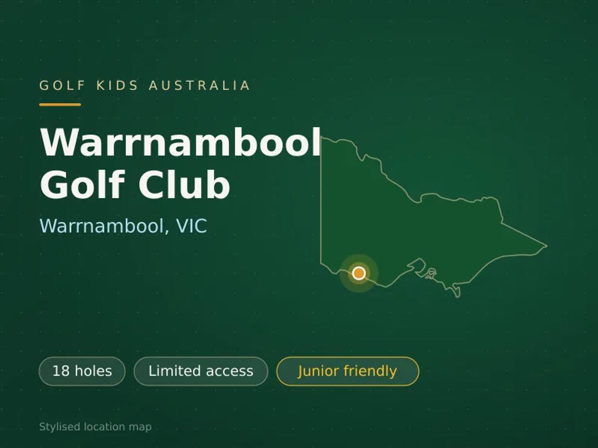 Stylised map showing the location of Warrnambool Golf Club in Warrnambool, VIC - not a photograph of the course