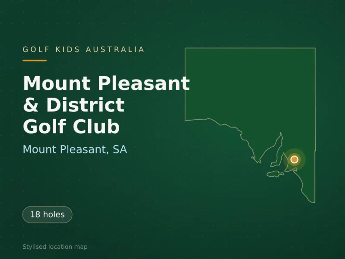 Stylised map showing the location of Mount Pleasant & District Golf Club in Mount Pleasant, SA - not a photograph of the course