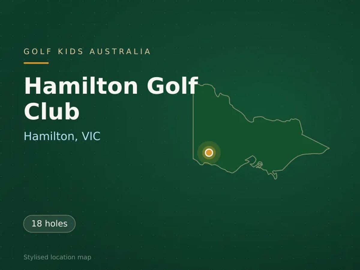 Stylised map showing the location of Hamilton Golf Club in Hamilton, VIC - not a photograph of the course