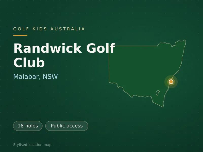 Stylised map showing the location of Randwick Golf Club in Malabar, NSW - not a photograph of the course
