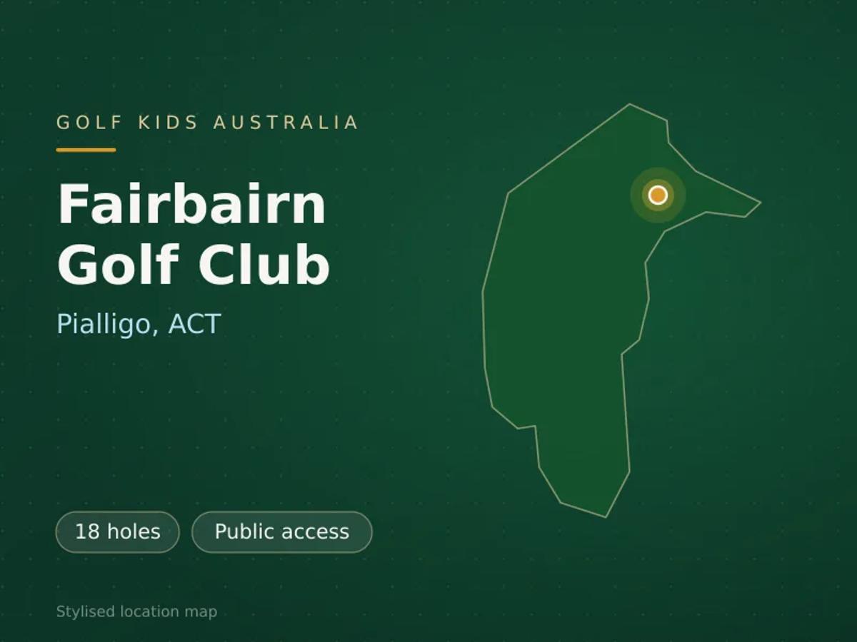 Stylised map showing the location of Fairbairn Golf Club in Pialligo, ACT - not a photograph of the course