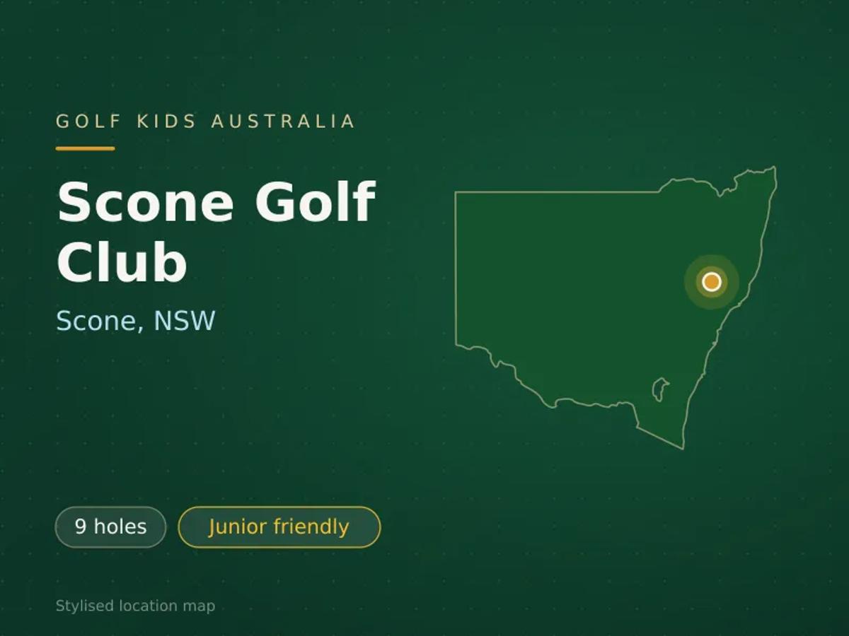 Stylised map showing the location of Scone Golf Club in Scone, NSW - not a photograph of the course
