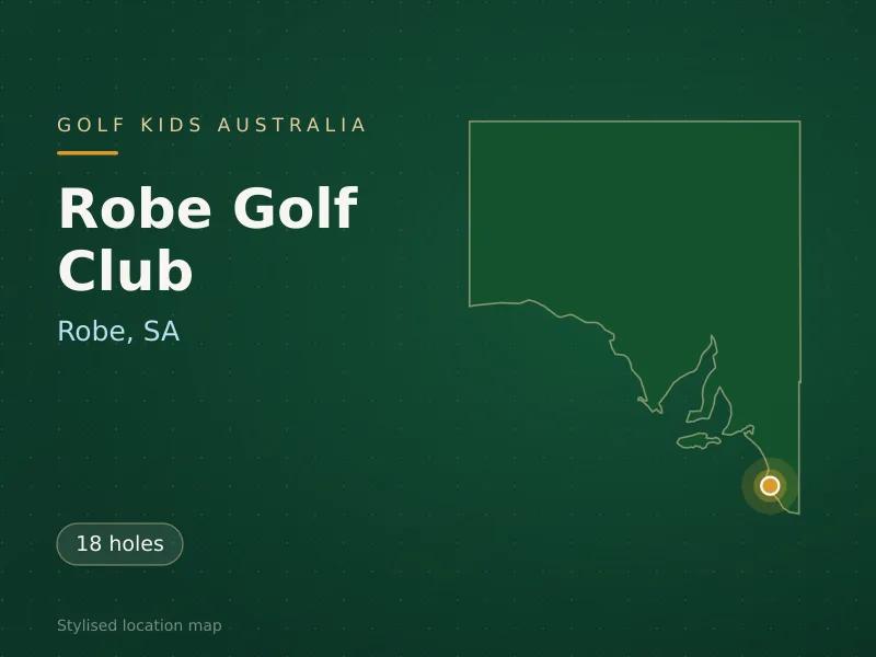 Stylised map showing the location of Robe Golf Club in Robe, SA - not a photograph of the course