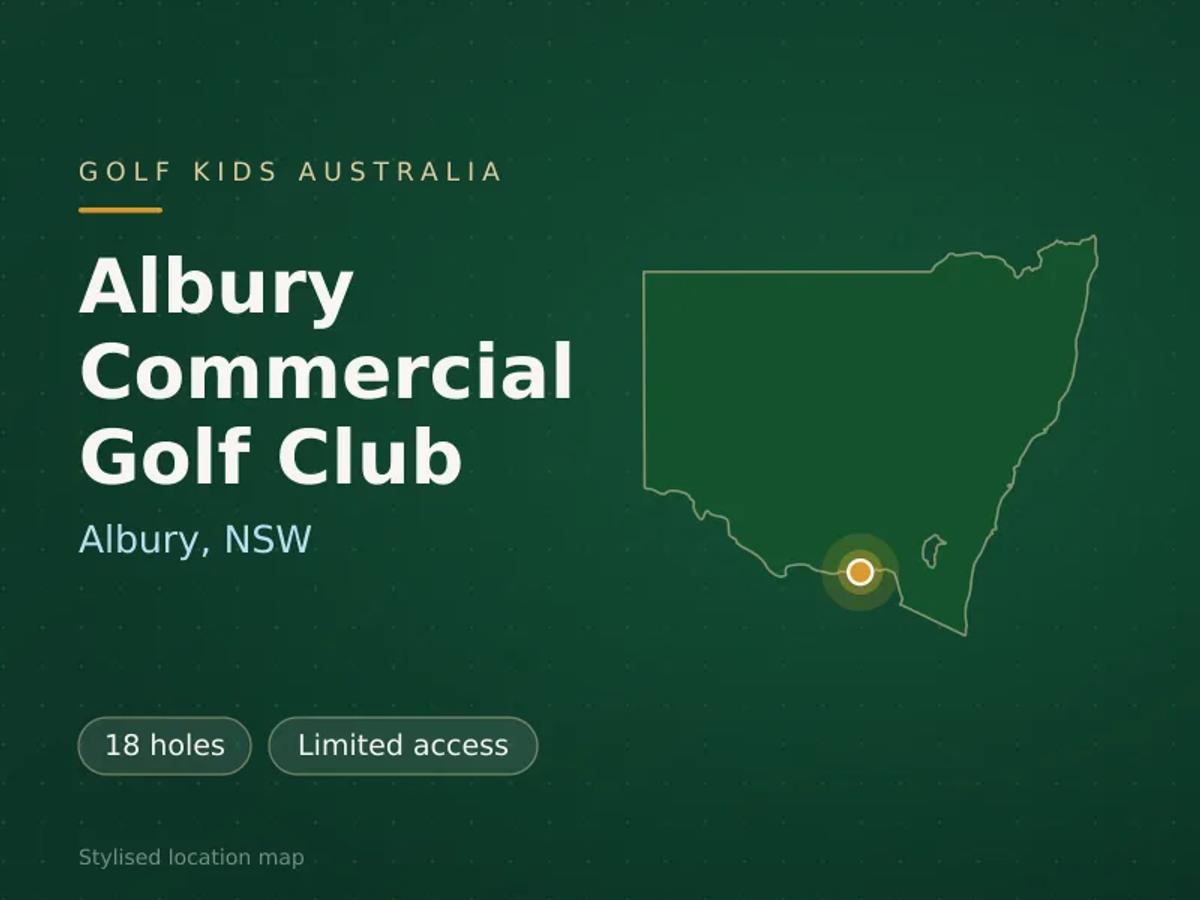 Stylised map showing the location of Albury Commercial Golf Club in Albury, NSW - not a photograph of the course