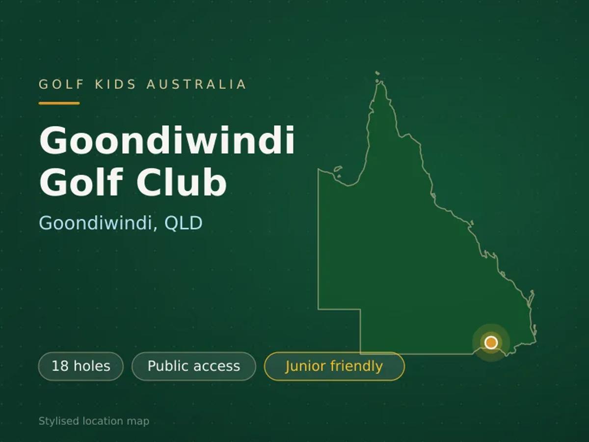 Stylised map showing the location of Goondiwindi Golf Club in Goondiwindi, QLD - not a photograph of the course