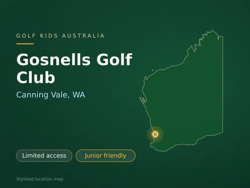 Stylised map showing the location of Gosnells Golf Club in Canning Vale, WA - not a photograph of the course