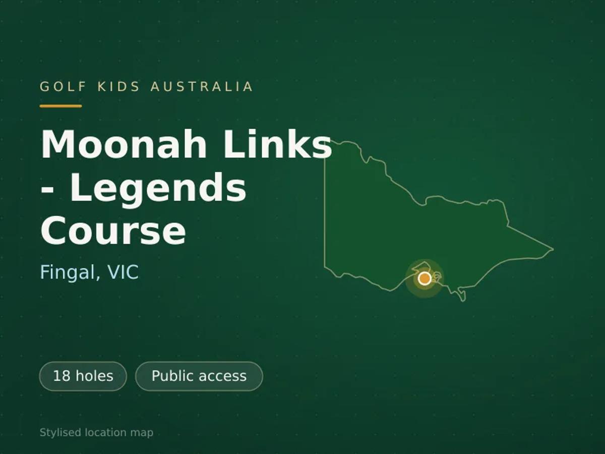 Stylised map showing the location of Moonah Links - Legends Course in Fingal, VIC - not a photograph of the course