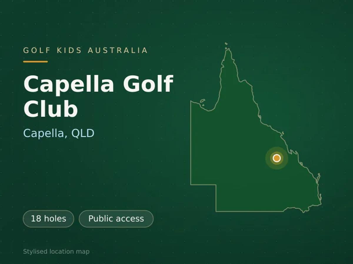 Stylised map showing the location of Capella Golf Club in Capella, QLD - not a photograph of the course