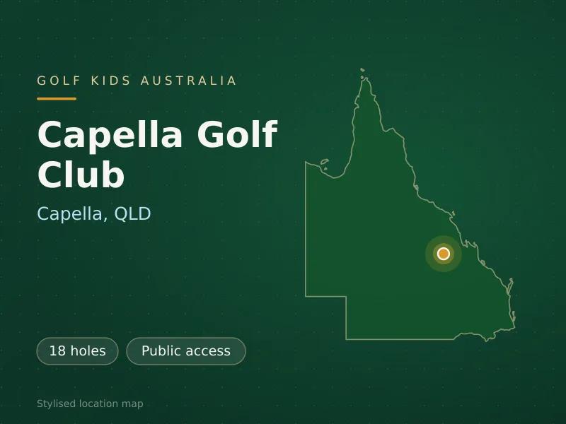 Stylised map showing the location of Capella Golf Club in Capella, QLD - not a photograph of the course