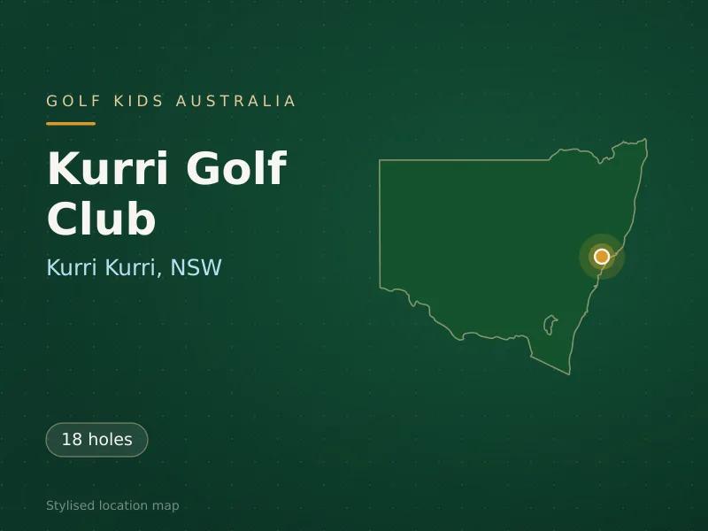 Stylised map showing the location of Kurri Golf Club in Kurri Kurri, NSW - not a photograph of the course