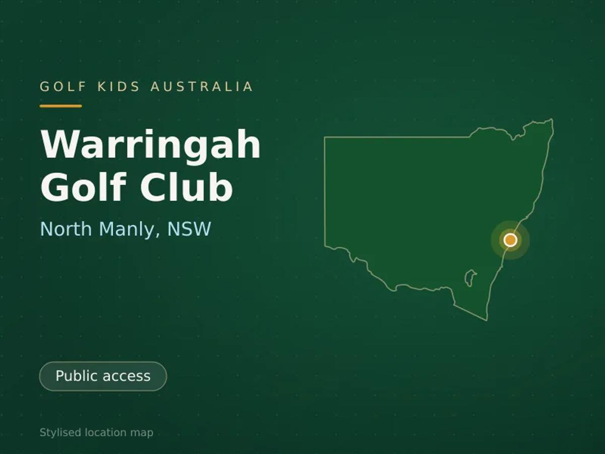 Stylised map showing the location of Warringah Golf Club in North Manly, NSW - not a photograph of the course