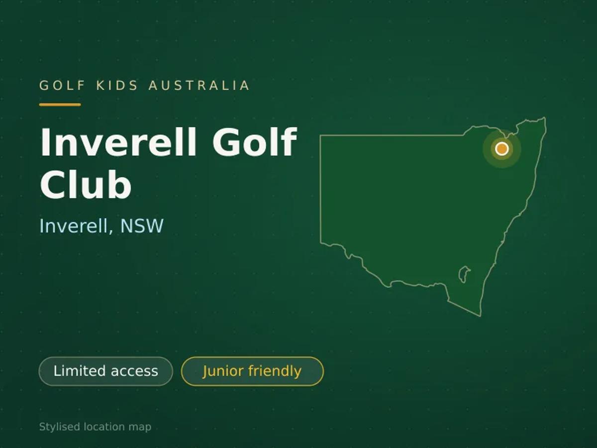 Stylised map showing the location of Inverell Golf Club in Inverell, NSW - not a photograph of the course