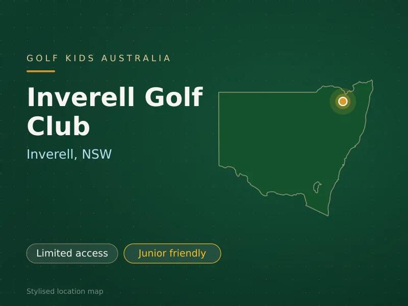 Stylised map showing the location of Inverell Golf Club in Inverell, NSW - not a photograph of the course