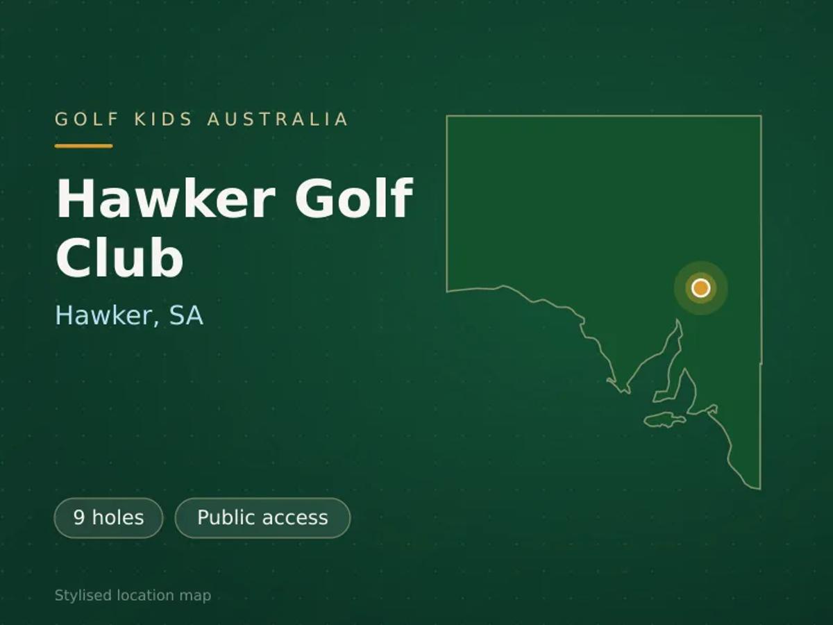 Stylised map showing the location of Hawker Golf Club in Hawker, SA - not a photograph of the course