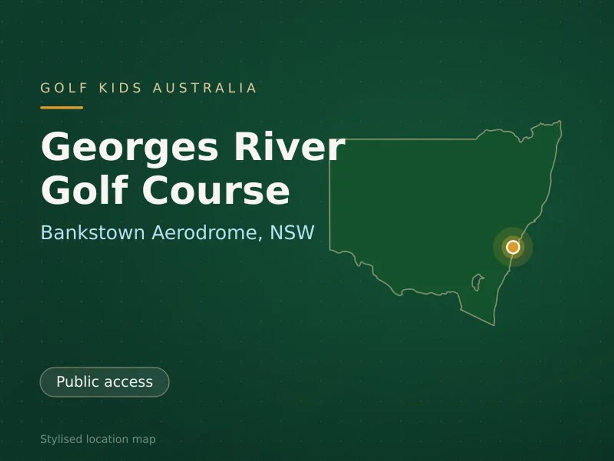 Stylised map showing the location of Georges River Golf Course in Bankstown Aerodrome, NSW - not a photograph of the course
