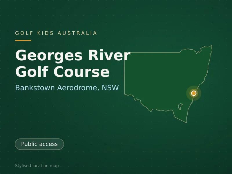 Stylised map showing the location of Georges River Golf Course in Bankstown Aerodrome, NSW - not a photograph of the course