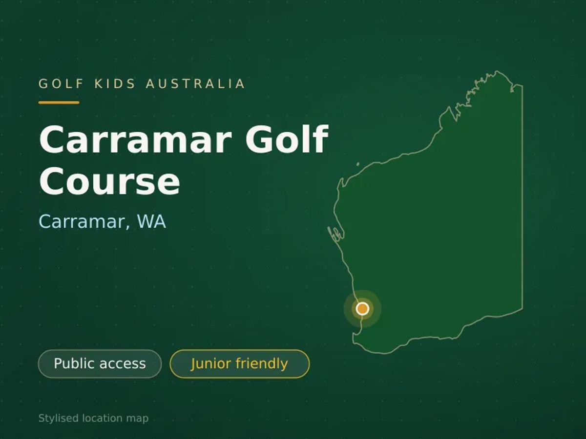 Stylised map showing the location of Carramar Golf Course in Carramar, WA - not a photograph of the course