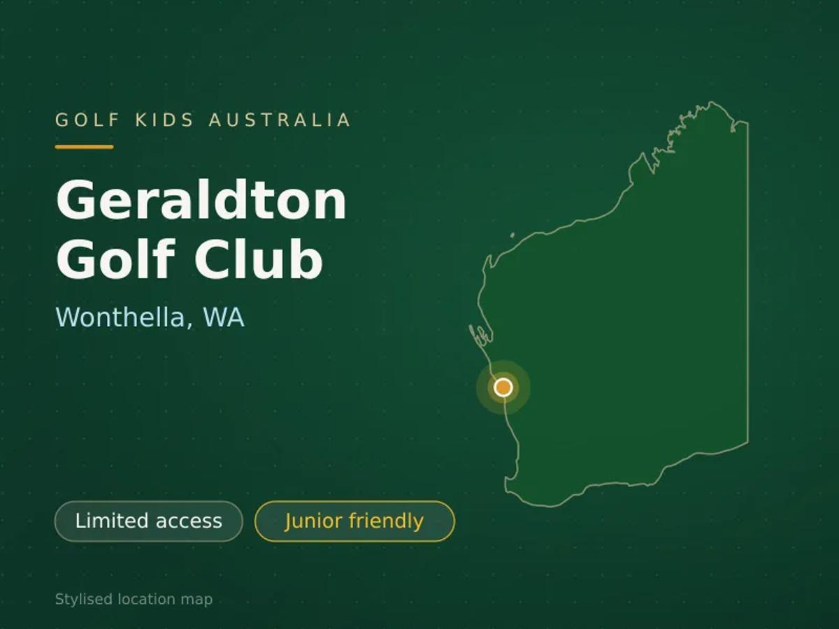 Stylised map showing the location of Geraldton Golf Club in Wonthella, WA - not a photograph of the course