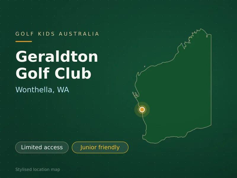 Stylised map showing the location of Geraldton Golf Club in Wonthella, WA - not a photograph of the course