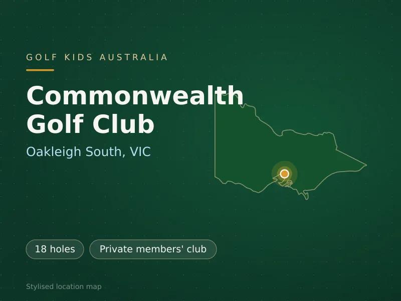 Stylised map showing the location of Commonwealth Golf Club in Oakleigh South, VIC - not a photograph of the course