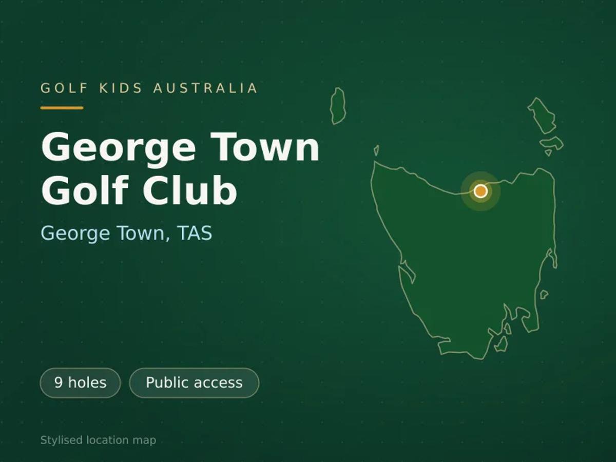 Stylised map showing the location of George Town Golf Club in George Town, TAS - not a photograph of the course