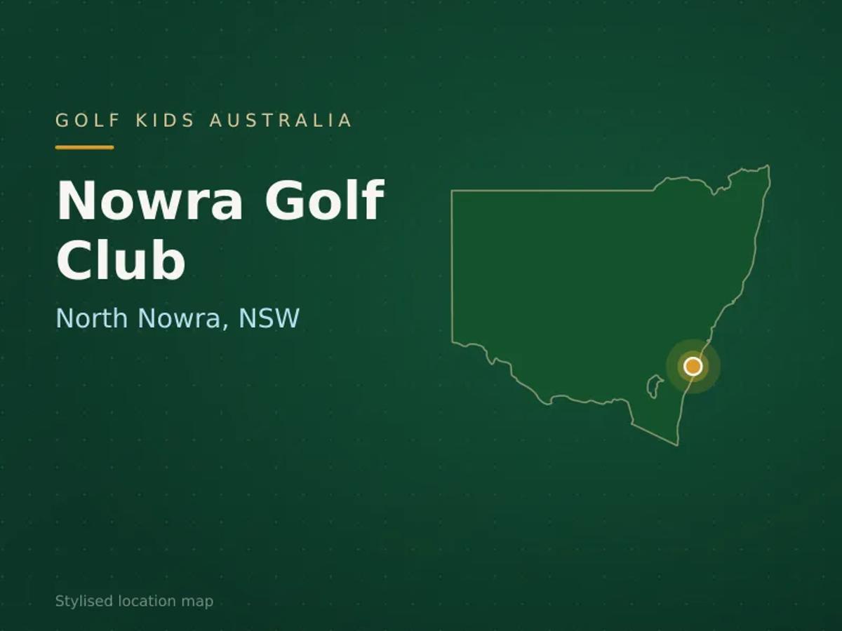 Stylised map showing the location of Nowra Golf Club in North Nowra, NSW - not a photograph of the course