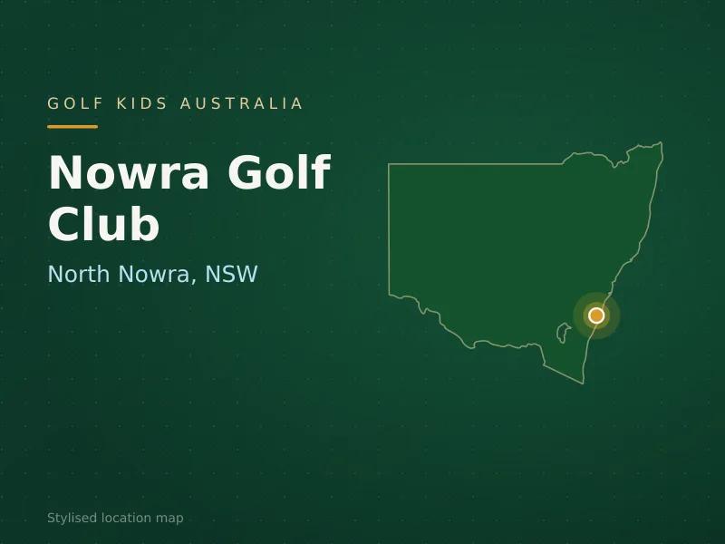 Stylised map showing the location of Nowra Golf Club in North Nowra, NSW - not a photograph of the course