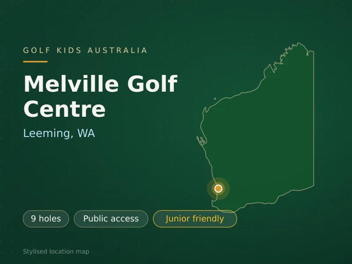 Stylised map showing the location of Melville Golf Centre in Leeming, WA - not a photograph of the course