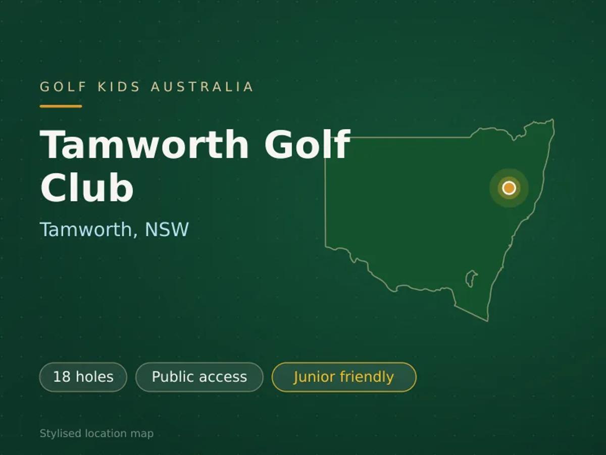 Stylised map showing the location of Tamworth Golf Club in Tamworth, NSW - not a photograph of the course