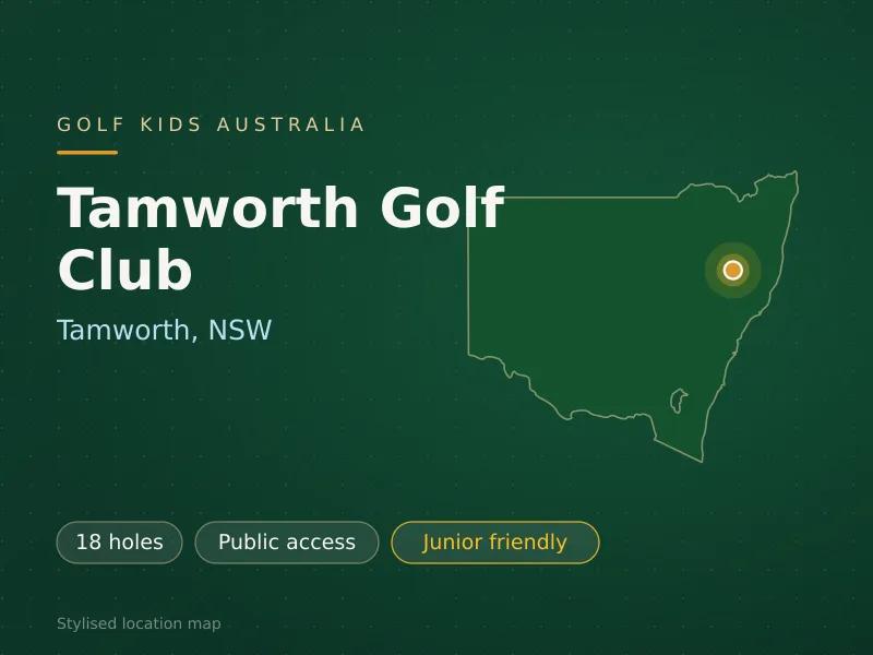 Stylised map showing the location of Tamworth Golf Club in Tamworth, NSW - not a photograph of the course