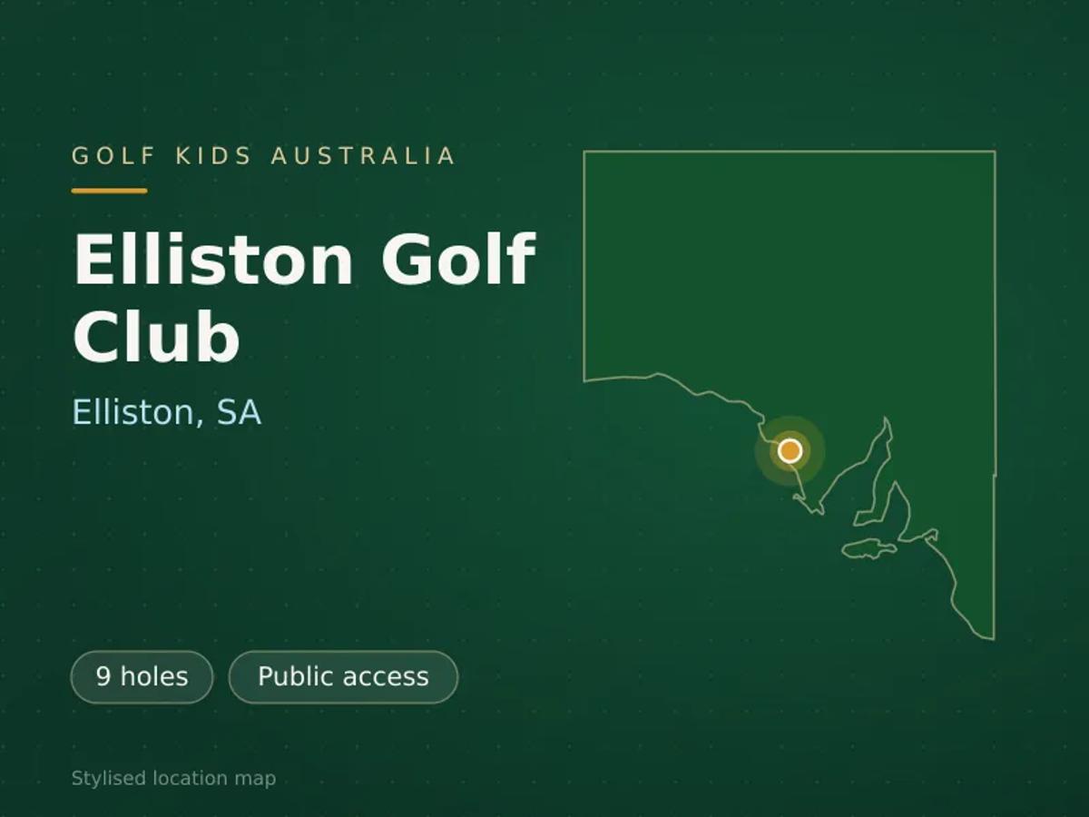 Stylised map showing the location of Elliston Golf Club in Elliston, SA - not a photograph of the course