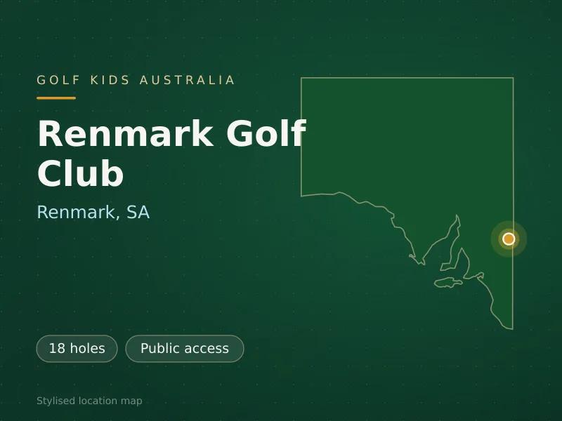 Stylised map showing the location of Renmark Golf Club in Renmark, SA - not a photograph of the course
