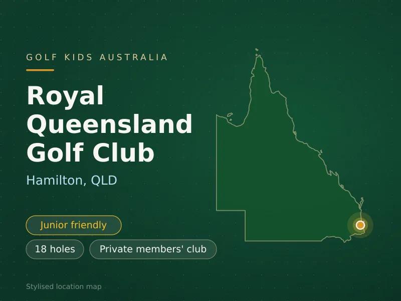 Stylised map showing the location of Royal Queensland Golf Club in Hamilton, QLD - not a photograph of the course