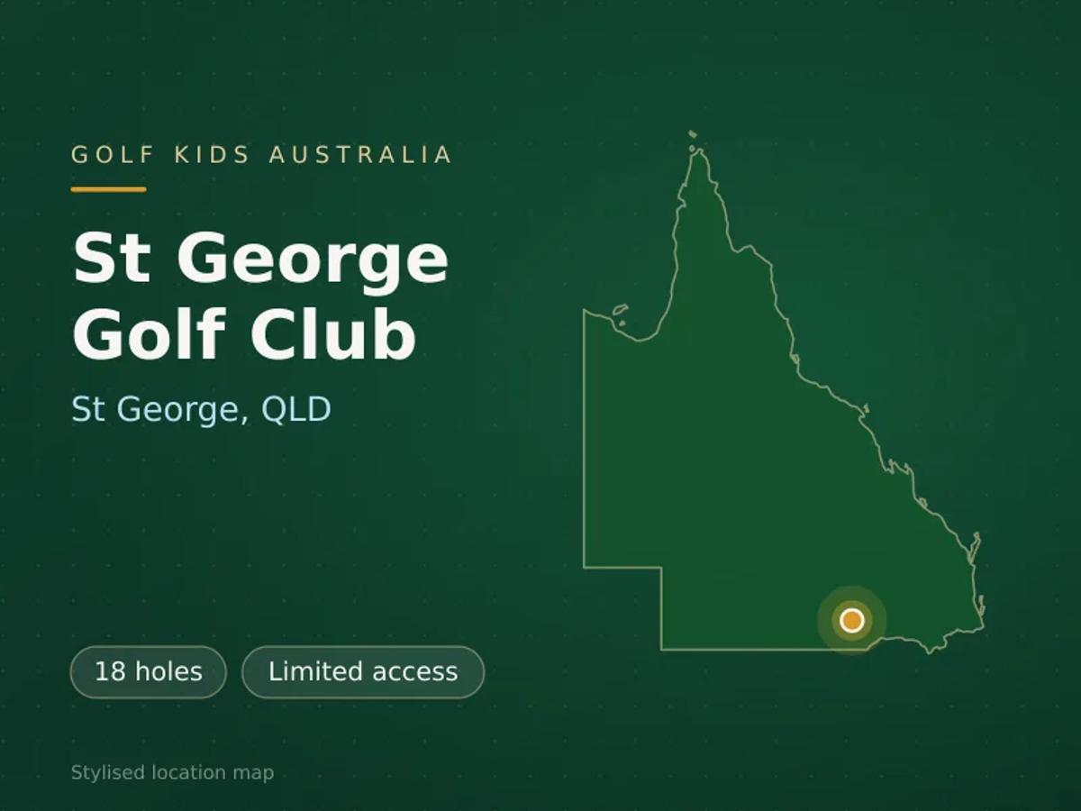 Stylised map showing the location of St George Golf Club in St George, QLD - not a photograph of the course