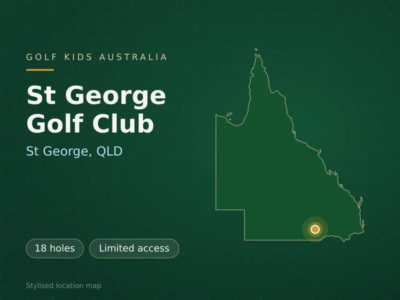 Stylised map showing the location of St George Golf Club in St George, QLD - not a photograph of the course